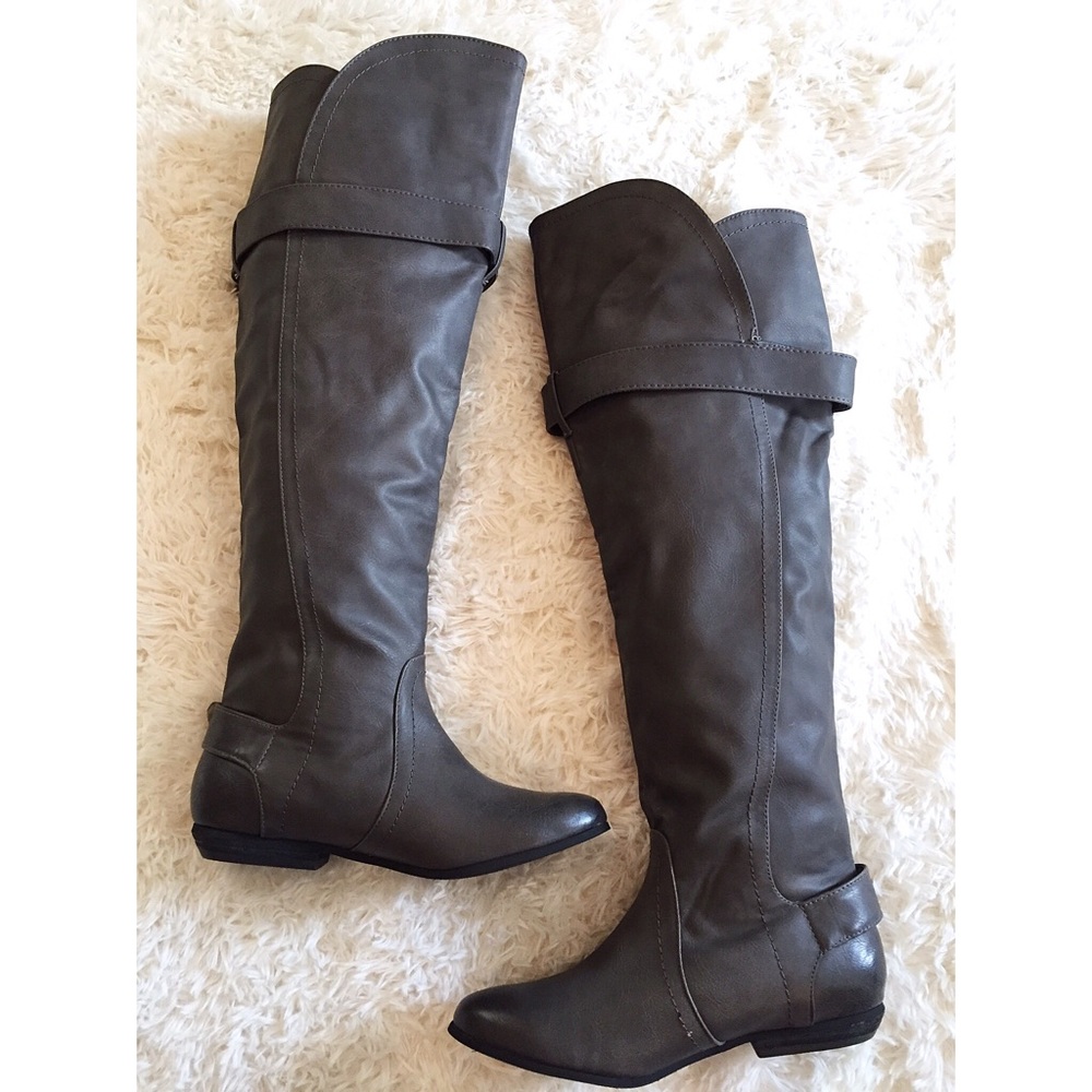 Not Rated Tall Boots Gray Riding Boot Size 6